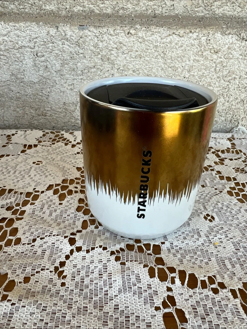 Starbucks Metallic Gold and White Insulated Tumbler